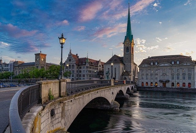 Bridge in the city centre of Zurich, Switzerland